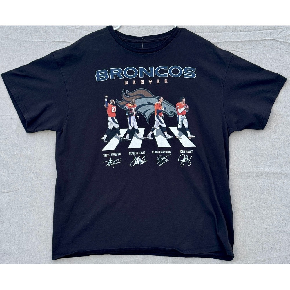 Denver Broncos Abbey Road T-Shirt Mens XL Black Elway Manning Davis Atwater NFL